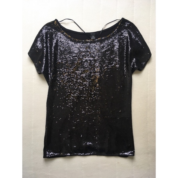 Black and Gold Sequin Top - Picture 3 of 5